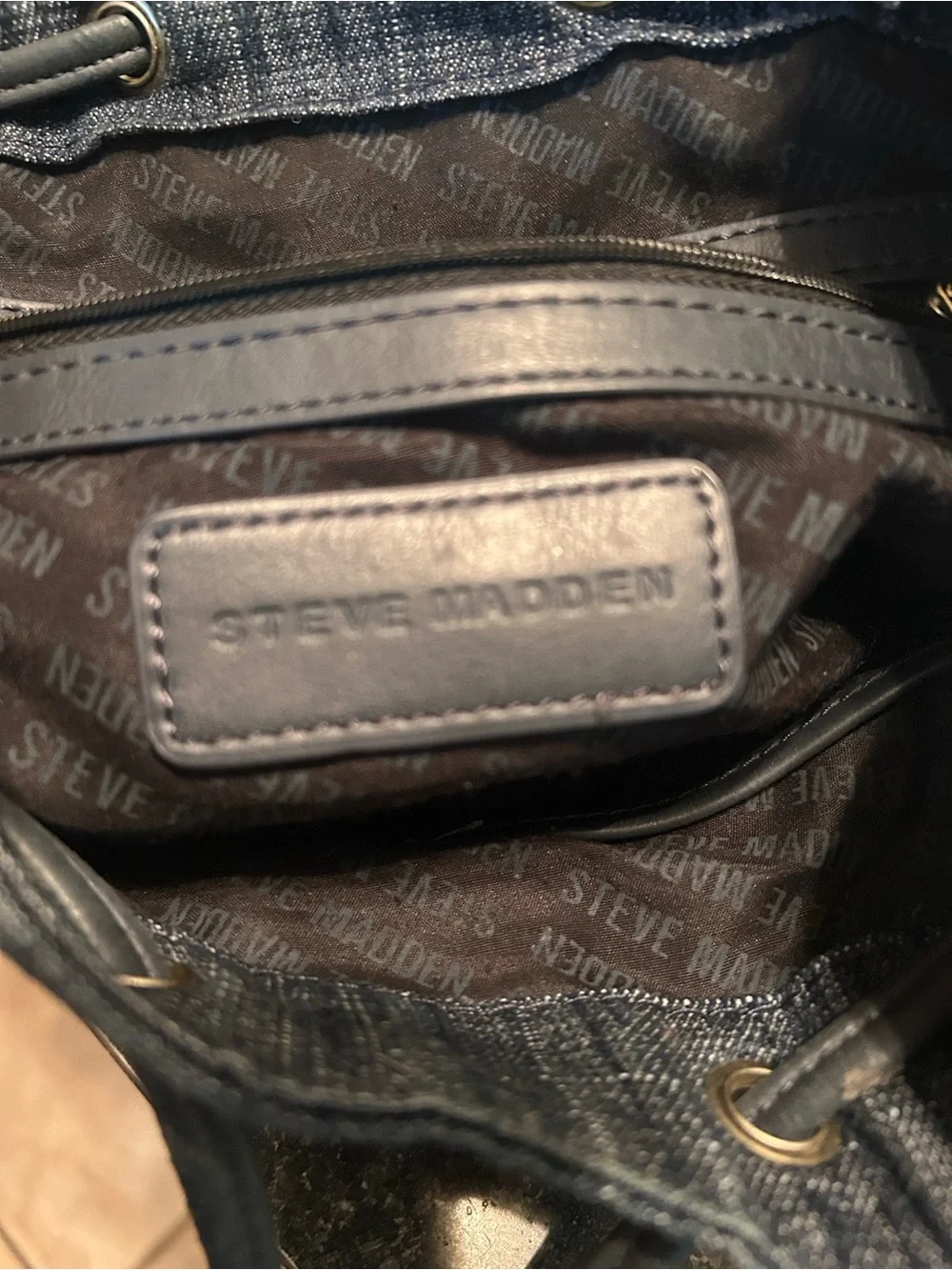 Steve Madden Denim-Backpack with Embroidered Strap